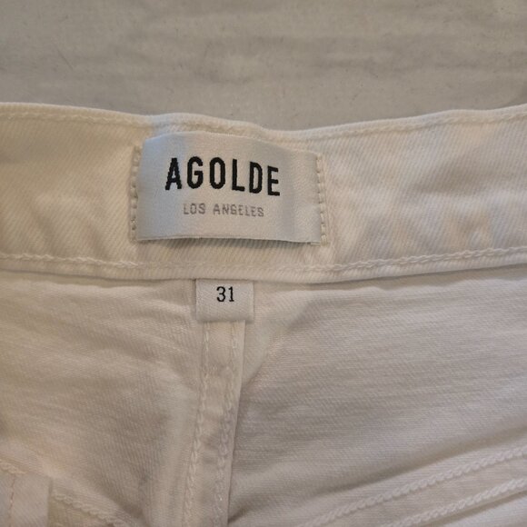 Agolde Riley Long High Rise Straight Jeans White 31 - Picture 3 of 5